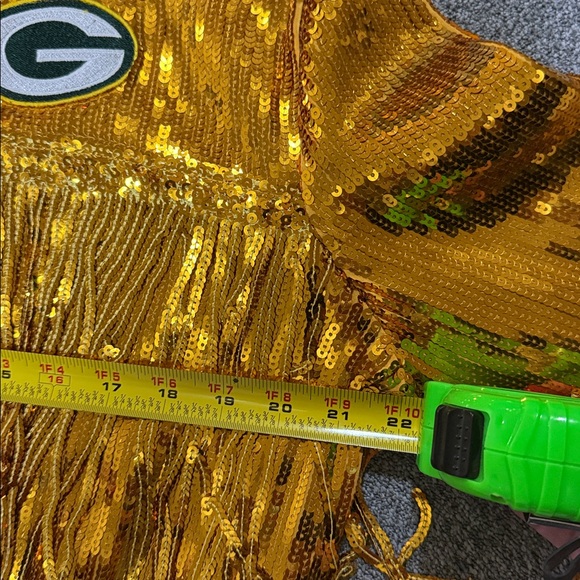 Gold Sequin Fringe Green Bay Packers Jacket, Large - Picture 10 of 11
